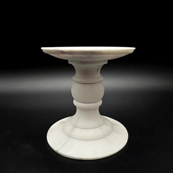 Bath & Body Works White Marble Pedestal Large Ceramic 3 Wick Candle Holder - Picture 1 of 9